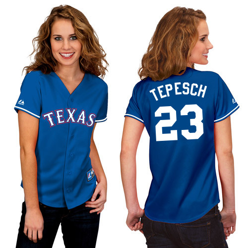 Nick Tepesch #23 mlb Jersey-Texas Rangers Women's Authentic 2014 Alternate Blue Baseball Jersey